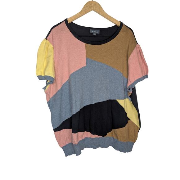 ModCloth Colorblock Short Sleeve Scoop Neck Sweater - Picture 1 of 6